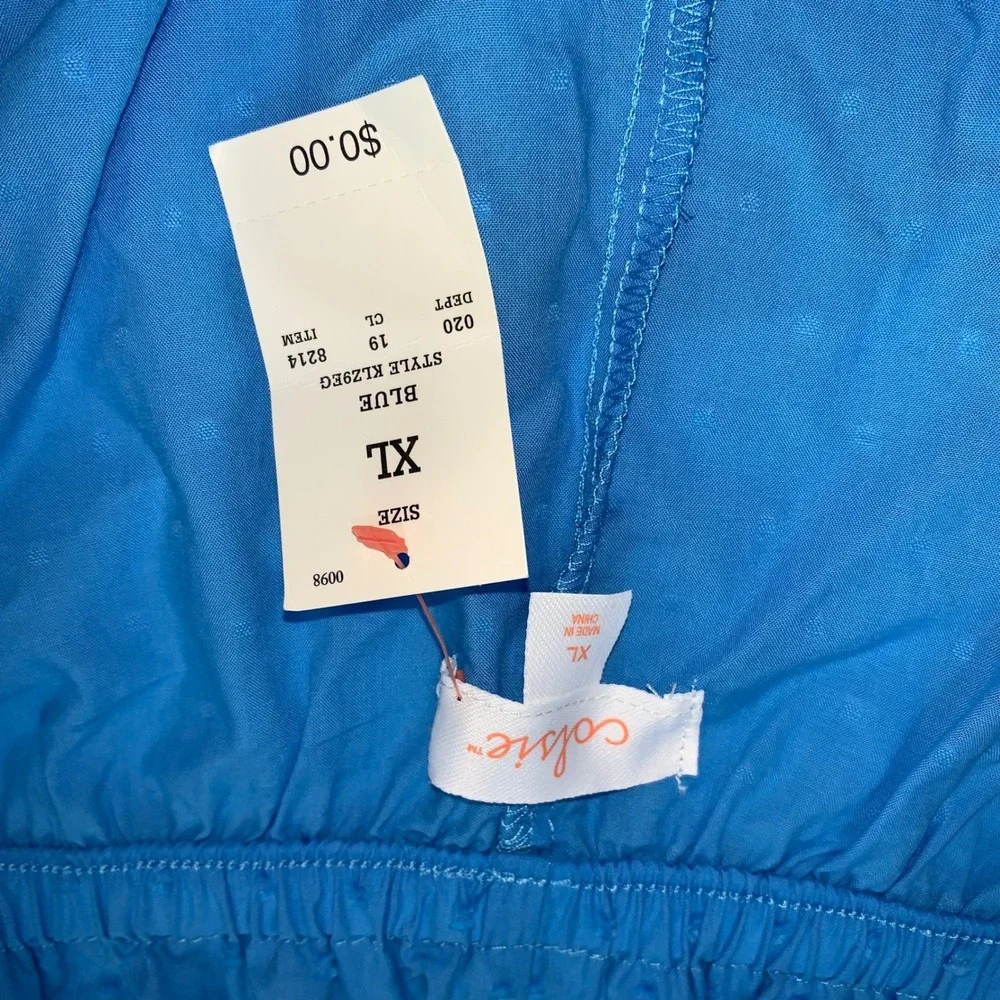 Colsie blue poplin cotton shorts pajamas only size XL new with‎ tags Swiss dot